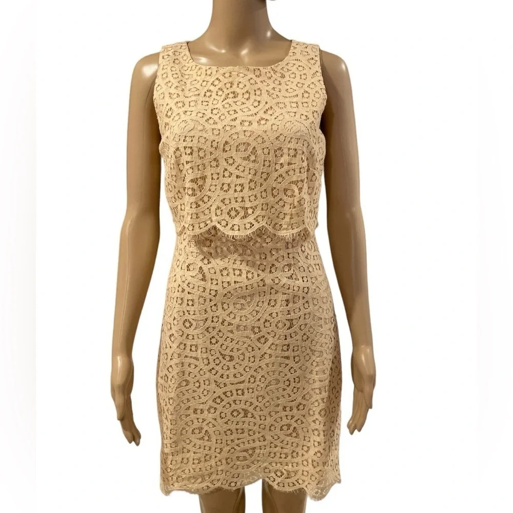 J.Crew Elegant Lace Sleeveless Dress - Cream size 2